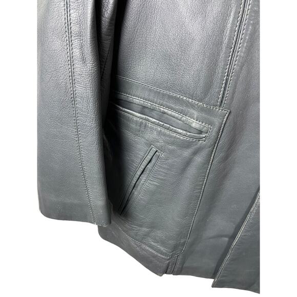 Golden Collection Mens Ash Gray Vintage Button Front Leather Lined Jacket SZ 44 - Picture 11 of 11